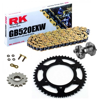 Sprockets & Chain Kit RK 520 EXW Gold GAS GAS EC 125 03-12 Free Riveter