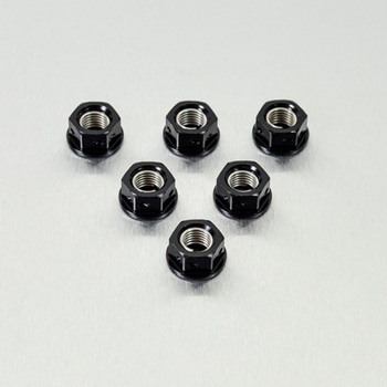 PACK 6 TUERCAS DE CORONA M8X1.25MM NEGRAS ALUMINIO RACING