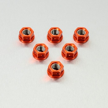PACK 6 TUERCAS DE CORONA M8X1.25MM NARANJA ALUMINIO RACING