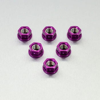 PACK 6 TUERCAS DE CORONA M8X1.25MM VIOLETA ALUMINIO RACING