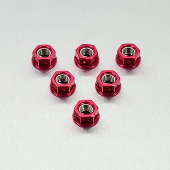 PACK 6 NUTS OF SPROCKET M8X1.25MM RED ALUMINUM RACING