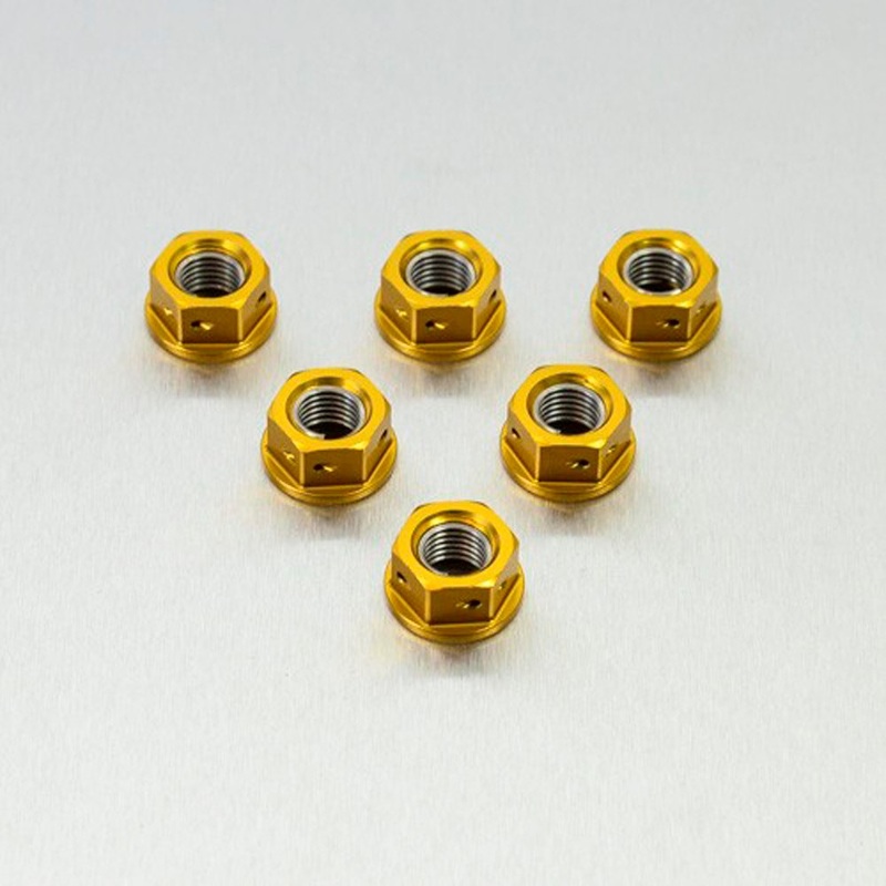 PACK 6 NUTS OF SPROCKET M10X1,25MM GOLD ALUMINUM RACING
