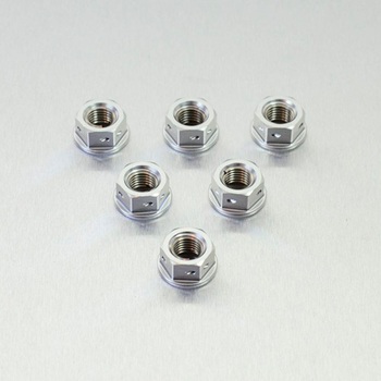 PACK 6 TUERCAS DE CORONA M10X1,25MM PLATEADAS ALUMINIO RACING