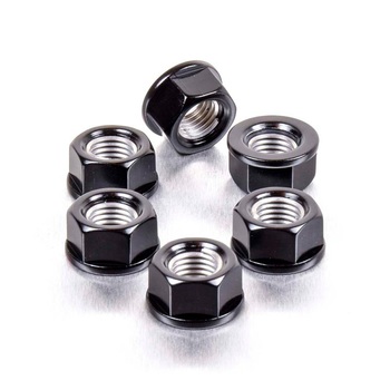 PACK 6 TUERCAS DE CORONA M8X1.25MM NEGRAS ALUMINIO