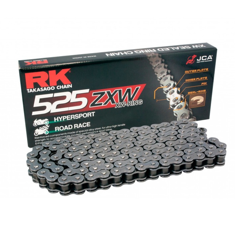 CADENA RK 525 ZXW GRIS ACERO X-RING HYPERSPORT