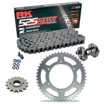Sprockets & Chain Kit RK 525 ZXW Grey Steel HONDA CBR 900 RR FireBlade 96-99 Free Riveter