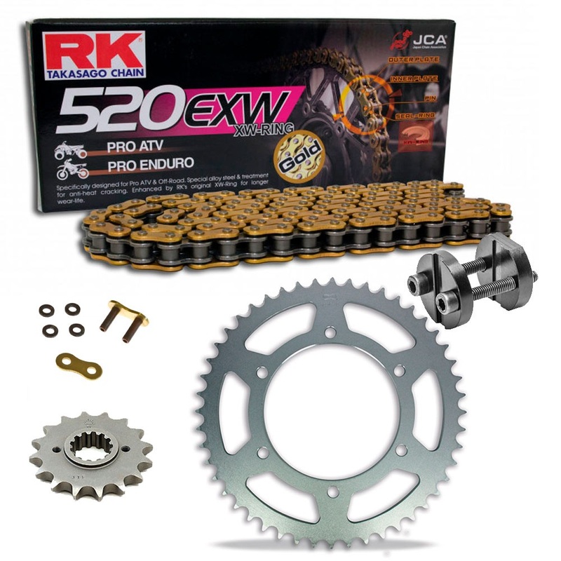 Sprockets & Chain Kit RK 520 EXW Gold HUSABERG FE 600 96-99 Free Riveter