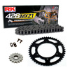Sprockets & Chain Kit RK 428 MXZ1 Grey Steel KAWASAKI KX 65 Conversion 428 02-25