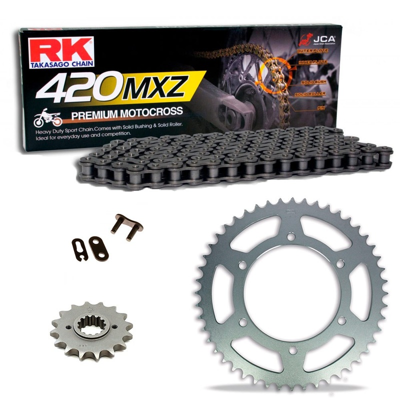 Sprockets & Chain Kit RK 420 MXZ Grey Steel KAWASAKI KX 100 89-90