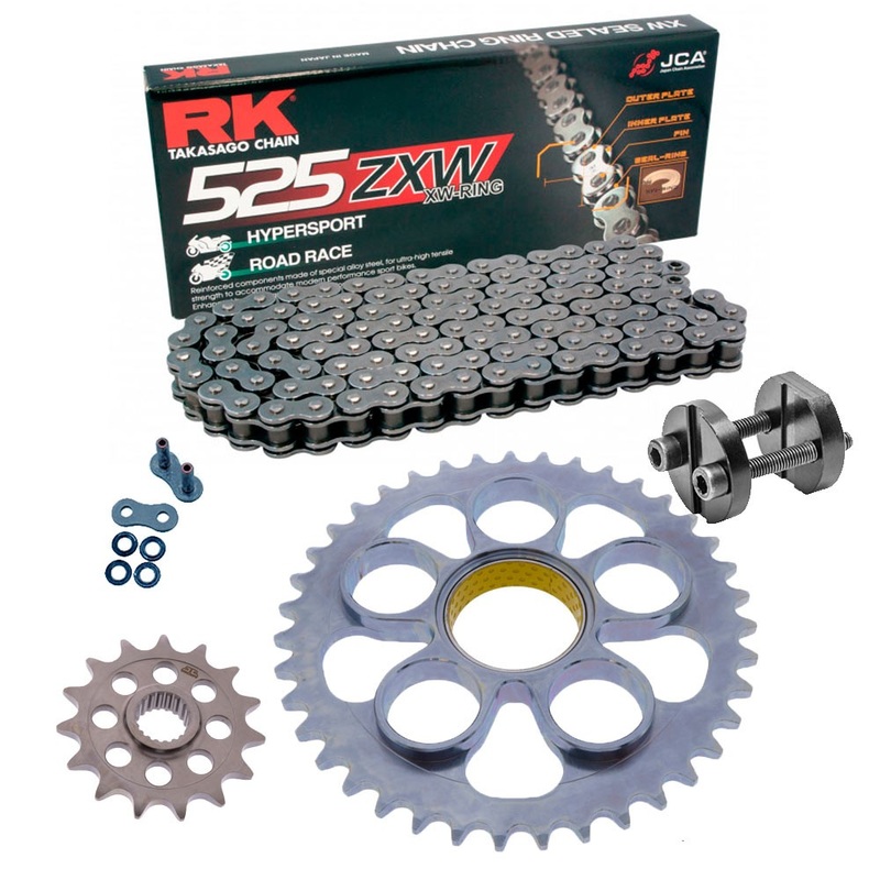 Sprockets & Chain Kit RK 525 ZXW Grey Steel DUCATI Hypermotard 821 13-15 Free Rivet Tool!