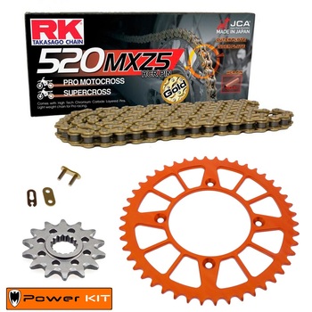 KTM Freeride 350 12-17 Power Kit Chain Kit Alu Rear Sprocket 520 MXZ5 GOLD