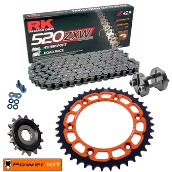 POWER KIT KTM 690 SM 08-09 Piñon Engomado Corona Mixta Cadena Super Reforzada Gris Twinstar Remachadora Gratis!