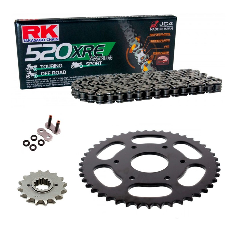 Kit de Arrastre RK 520 XRE Reforzado  GRIS ACERO KTM Duke 390 13-23 
