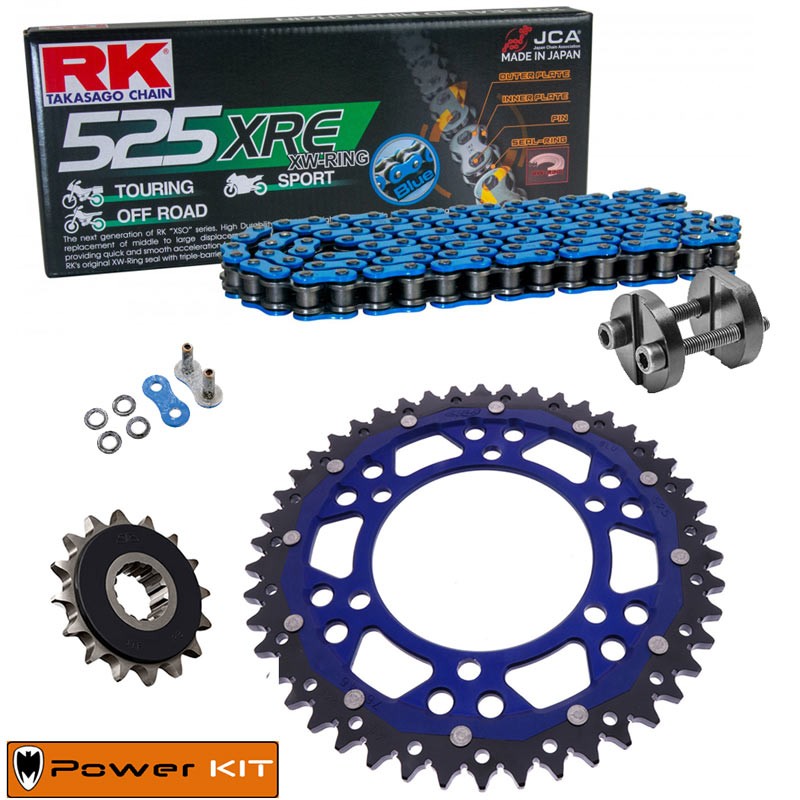 YAMAHA Tenere 700 Explore Edition 23-25 RK 525 XRE Power Kit Reinforced Chain Kit BLUE Free Riveter!!