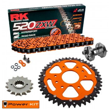 Kit de Arrastre  KTM Adventure 390 R 2025 Power Kit Naranja Super Reforzado NARANJA Remachadora Gratis! 