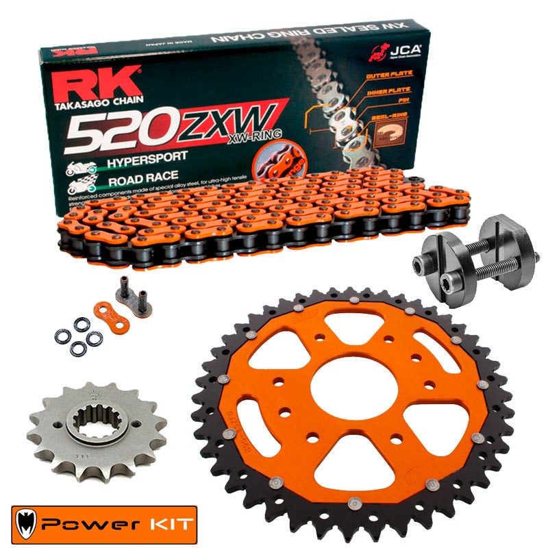KTM Adventure 390 R 2025 Orange Power Kit Super Reinforced Chain ORANGE FREE RIVETER !! Silent