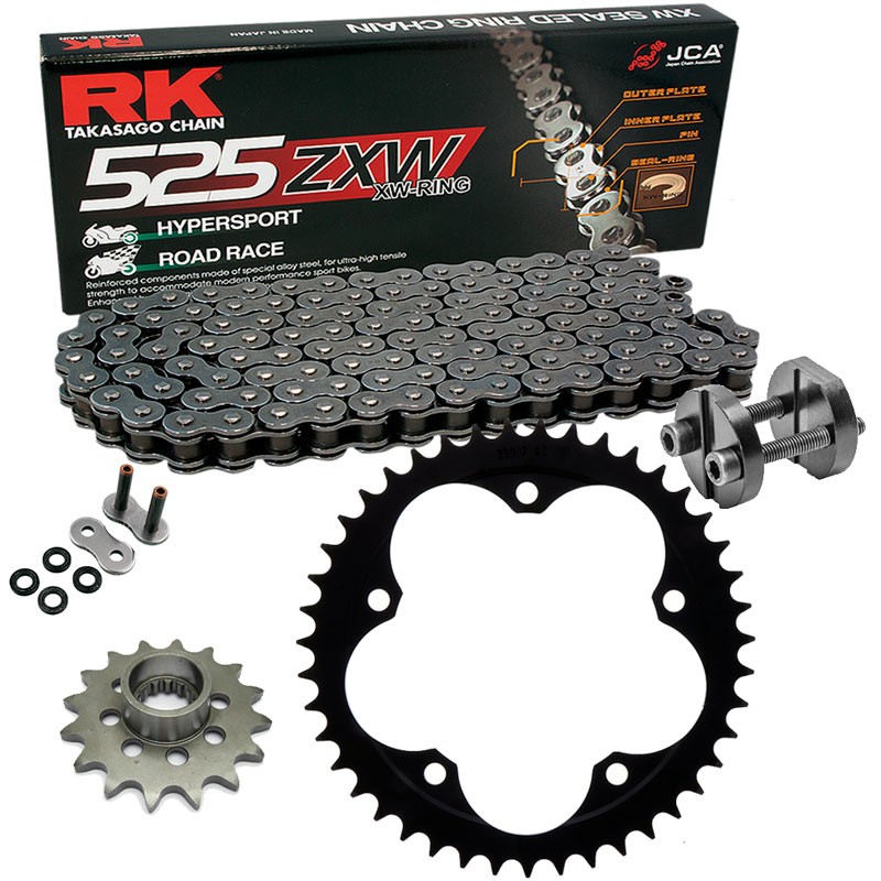 Sprockets & Chain Kit RK 525 ZXW Grey Steel MV Agusta Turismo Veloce 800 15-25 Free Riveter