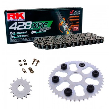 Sprockets & Chain Kit RK 428 XRE Grey Steel OEM Reinforced YAMAHA Tricker XG 250 05-06